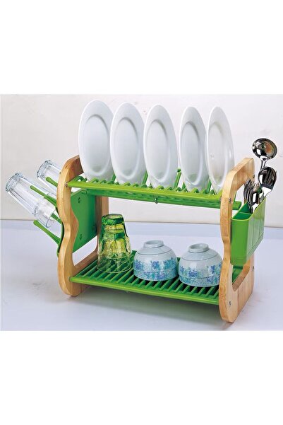 Bin shihoon 2-Tier Dish Drying Rack Made of Highly Reinforced Wood and Plastic