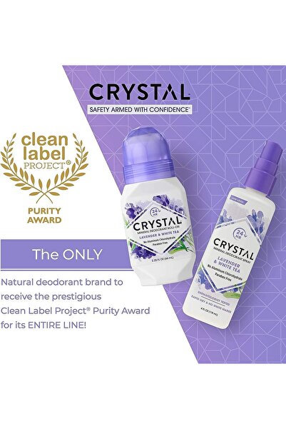 CRYSTAL Essence Mineral Deodorant Roll On Lavender & White Tea 2.25 Oz