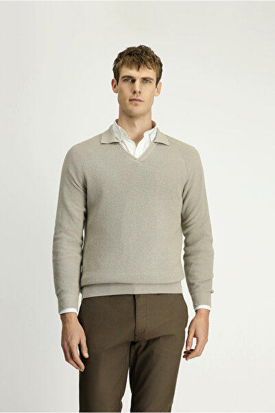 Kiğılı Polo Neck Slim Fit Slim Fit Patterned Cotton Wool Knitwear Sweater