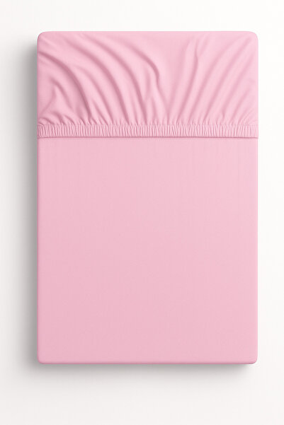 İQON Elastic Fitted Sheet Set Single Size Combed Cotton Fitted Sheet Light Pink