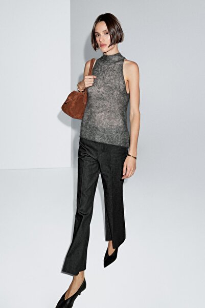 Massimo Dutti Alpaka ve yün triko halter yaka top