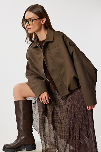 Lovelyİstanbul Süet Görünümlü Bomber Ceket LOH0014 HAKİ