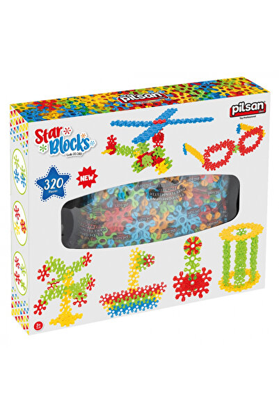PİLSAN Set of 320 Star Blocks Multicolor building pieces