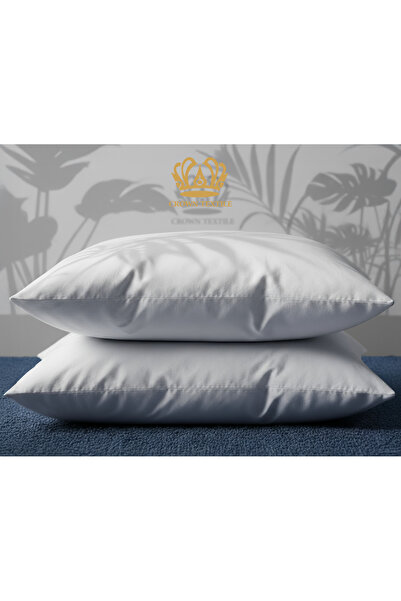 Crown Textile (2 pieces) White Hotel Pillowcase with Cotton Fabric - 1000g Microfiber Filling, Luxury Hotel Pillow