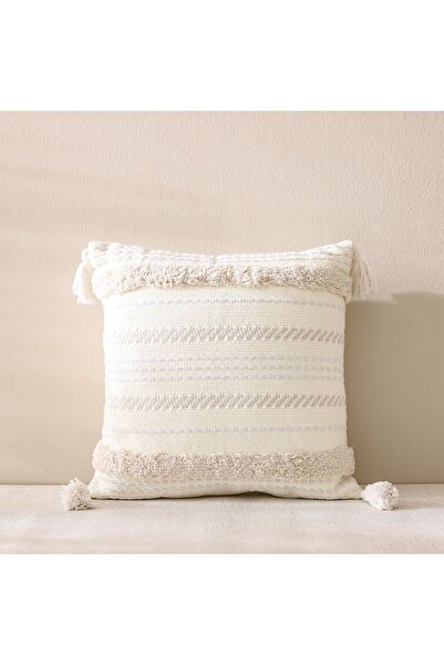 Danube Home Woven Outdoor Cushion 45x45cm - Oatmist Beige, Durable PET Yarn, ...