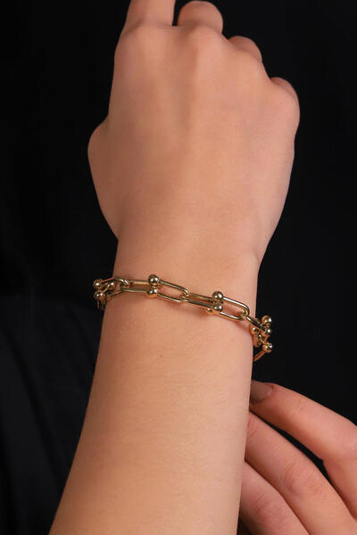 GÜLENLER ALTIN 14 Ayar Altın Kalın Toplu Ataç Bileklik