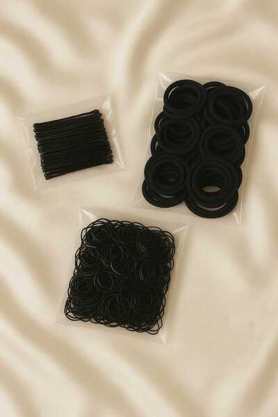 invictus design Kadın Siyah 50'li Tel Toka & 50'li Havlu Lastik Toka & 500'lü...