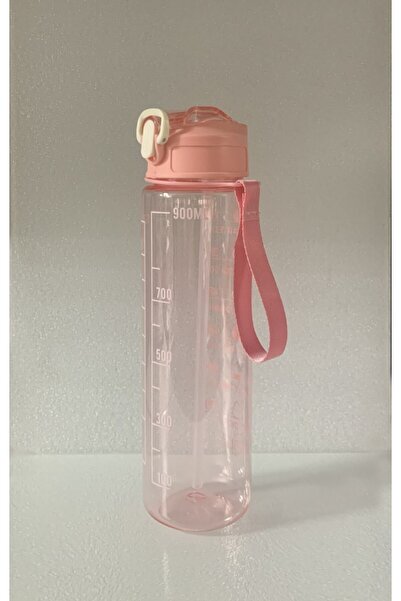 Saban Pembe, Şeffaf Pipetli Matara – 900 ml, Sızdırmaz Kapaklı Suluk