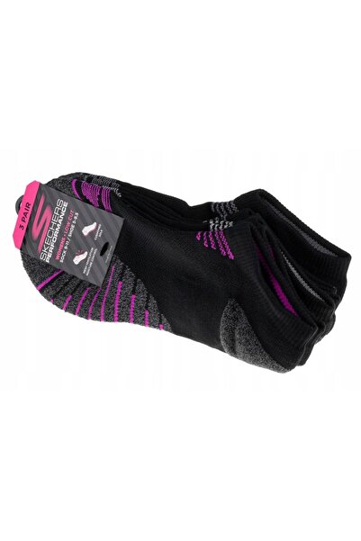 SKECHERS Women's Cushioned Cotton Low-Cut Socks 3-Pack, Black, EU 36-40