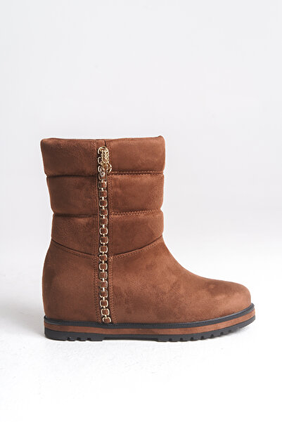 Solo Bag Γυναικείες μπότες casual καφέ χωρίς φερμουάρ με λεπτομέρεια αλυσίδας