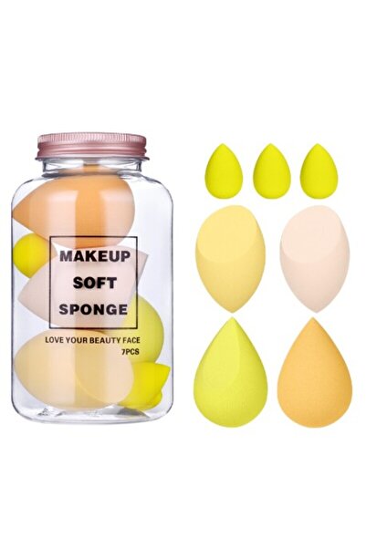 de Makeup Sponge Set, Premium, 7 pieces, yellow