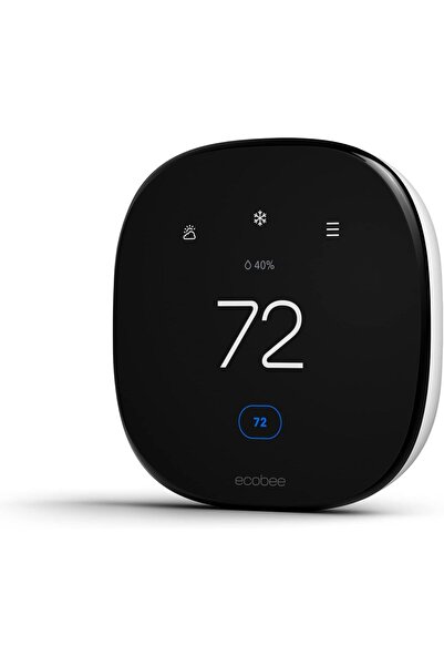 ecobee ترموستات ذكي محسّن من الجيل السادس بدون مستشعر، أسود