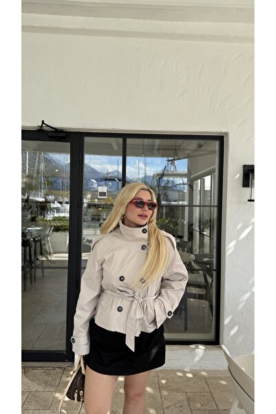 GLAM Dik Yaka Kısa trençkot Ceket