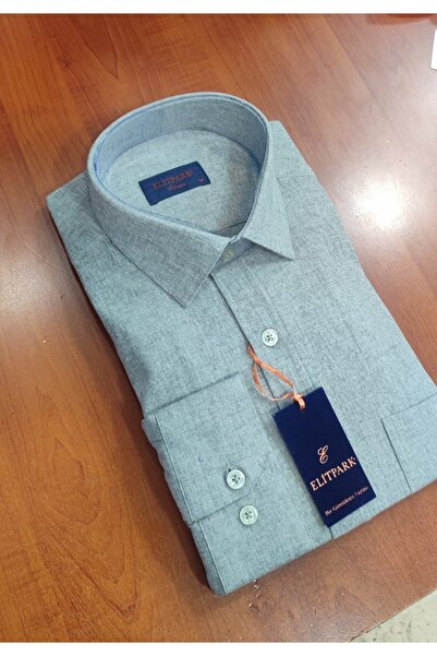 ELİTPARK GÖMLEK Güncüoğlu Long Sleeve Pocketed Solid Color Winter Men's Shirt