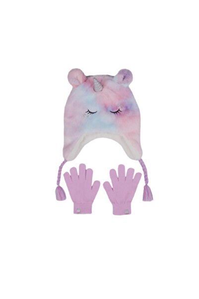 SKECHERS Kids' Pink Unicorn Earflap Hat & Gloves Set - Colorful Fantasy Winter Accessory