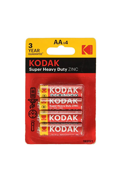 Kodak عبوة بلاستيكية متينة للغاية من الزنك تحتوي على 4 بطاريات AA 1.5 فولت