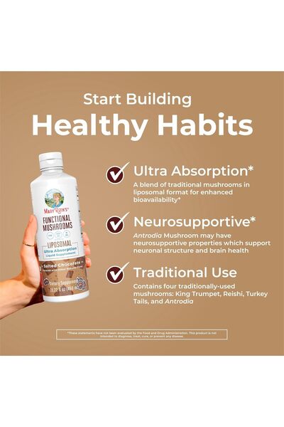 Maryruth's MaryRuth Organics Mushroom Liquid Vitamin, Reishi Mushroom Supplement for Immune Support, Turkey Tai