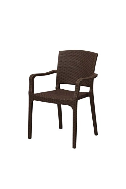 Danube Home كرسي أرينا الخارجي المصنوع من البلاستيك البني الداكن - مصنوع من م...