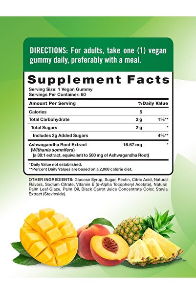 Nature's Truth Ashwagandha Gummies | 60 Tropical Flavor Gummies | Vegan, Non-GMO & Gluten Free