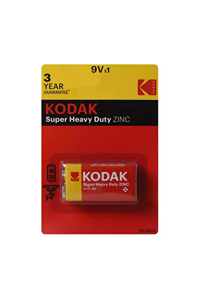 Kodak Super Heavy Duty Zinc Batteries 9VX1, No Mercury Nor Cadmium Added