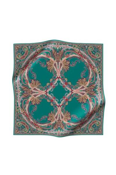 Vissona Twill Silk Scarf 60777 - 20 - 0038 Emerald Green Ethnic Pattern