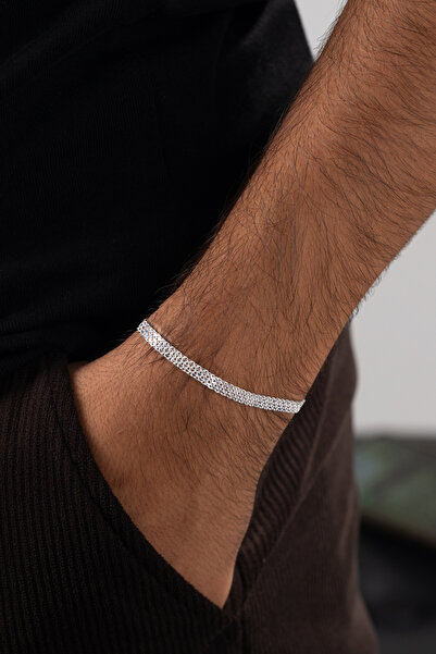 esdika 5MM BİSMARK HASIR GÜMÜŞ BİLEKLİK • 925 AYAR GÜMÜŞ • PREMİUM STERLİNG SİLVER