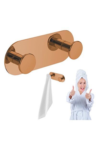 Other DOUBLE towel rack, self-adhesive wall hook, rose gold