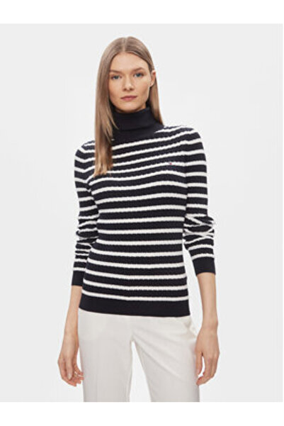 Tommy Hilfiger Pulover cu guler înalt pentru femei WW0WW40678 albastru