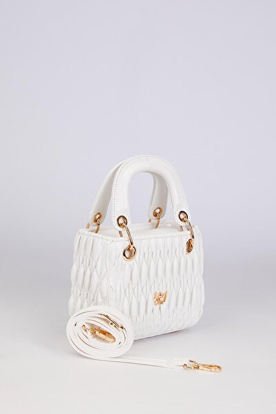 Levidor White Embossed Patterned Handbag