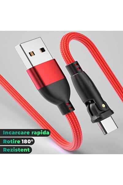 Timebox Data and Fast Charging Cable, 60W, 180 Degree Rotation, QC 3.0, USB, USB-C, Type C, 2m, LED Indicat