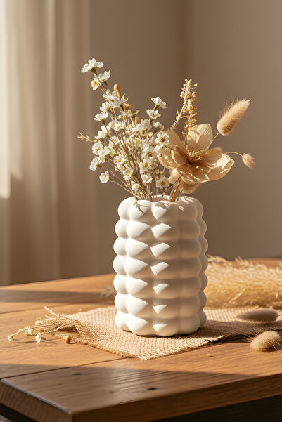 ZURİ DESİGN Beton Dekoratif Obje Bohem Vazo – Modern Tasarım 10 x 17