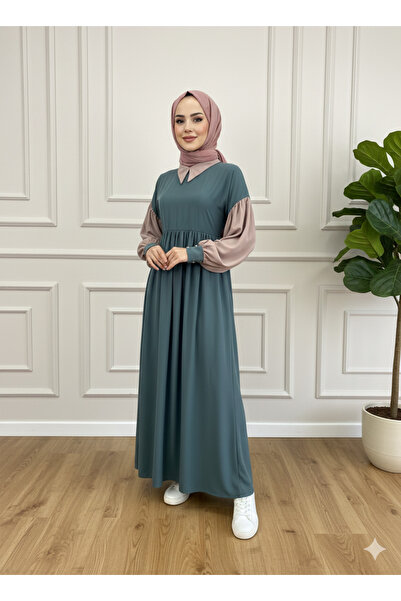 MERVERA فستان من حرير المدينة بلونين مزدوجين