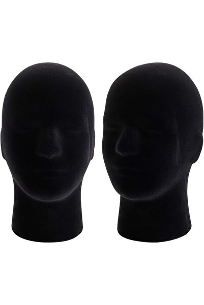 Hedume مجموعة من 2 حامل رأس مانيكان، نموذج عرض شعر مستعار رجالي مخملي أسود من...