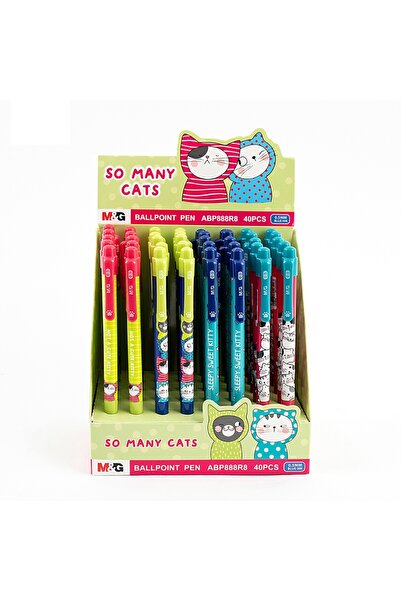 M&G Pix retractabil, So many cats, albastru, 0.5mm, 40 buc/display,