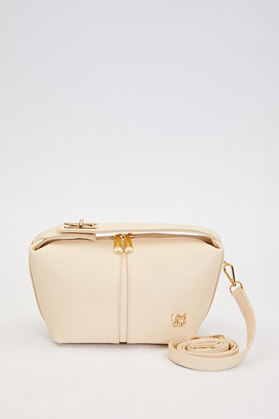 Levidor Cream Stitched Striped Handbag