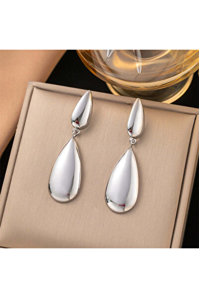 Pursehuit Σκουλαρίκια από ανοξείδωτο ατσάλι σε σχήμα δάκρυ σε ασημί χρώμα, επ...