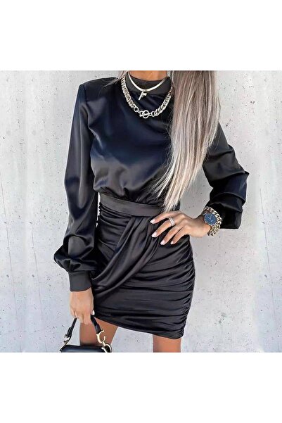 Wear Up Rochie mini pentru femei cu jumătate de gât țesut și detaliu cu șnur