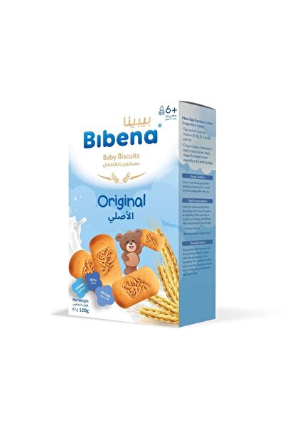 Bibena بسكويت بيبي من بيبينا - بنكهة اصلية، 120 غرام، وجبة خفيفة مغذية للاطفال بعمر 6 اشهر فما فوق