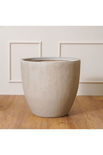 Danube Home أصيص من الفخار الليفي بتصميم قطرات المطر - أصيص حديقة خارجي بيج، ...