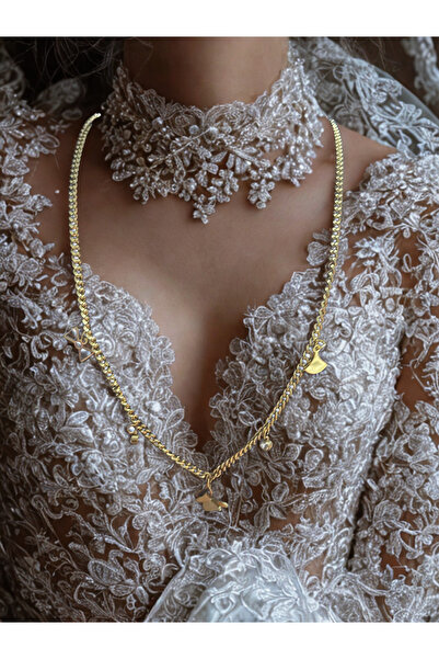 Sevginin Şifa Evi Yunus Balığı Kuyruğu Çelik Gold Kolye