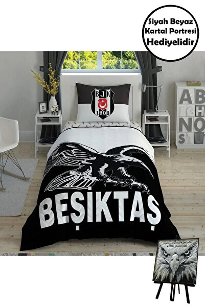 Taç Licensed Beşiktaş Eagle Cotton Single Complete Set Mini 3D Portrait with Gift