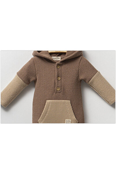Cassiope Waffle Fabric Baby Boy Hooded Romper