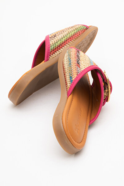 Dericlub Γυναικείες παντόφλες με μονό λουράκι από γνήσιο δέρμα ZY 8141