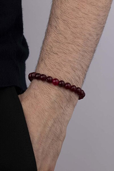 Gümüş Pazarım سوار رجالي من حجر العقيق التبتي الطبيعي ذو عروق