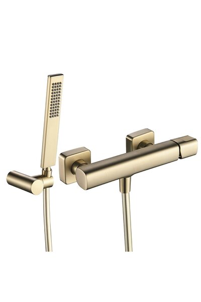 Other Baterie duș LAVEO Tores cu montare pe perete și set de duș, auriu periat