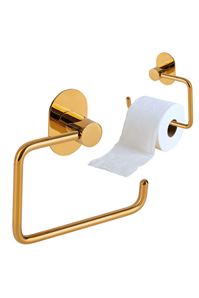 Other Suport hârtie igienică pentru toaletă, montat pe perete, autoadeziv, cu înșurubare, auriu