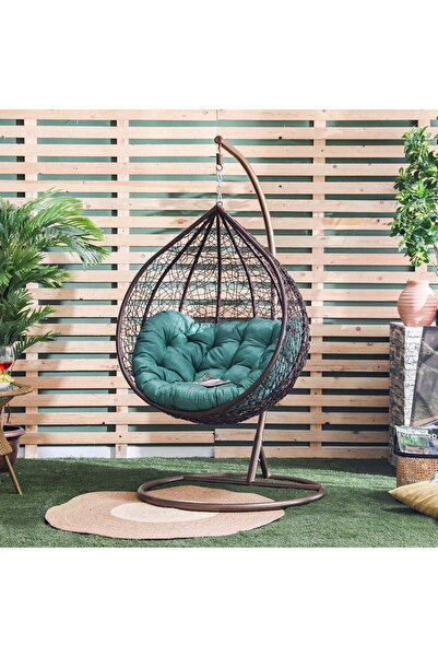 Danube Home Alfa 1-Seater Swing Chair - Green Outdoor Swing with Cushion, 1 Year Warranty, Durable Polyester