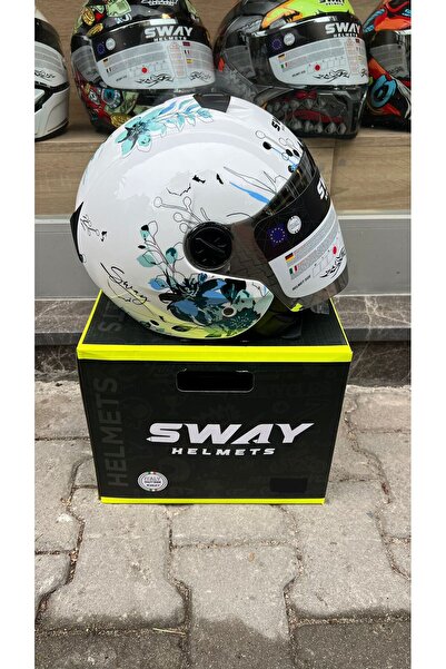 BRZ MOTOBİKE BRZ SW 715 IRIS Blue Yarım Kask AYNA VİZÖRLÜ