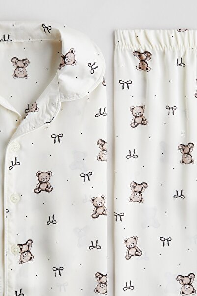 H&M Baskılı Saten Pijama Takımı