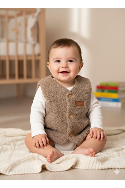 BİLGEN Style Plush Vest Unisex Soft Comfortable Stretchy Cotton Buttoned Baby Vest Age 6-24 Months